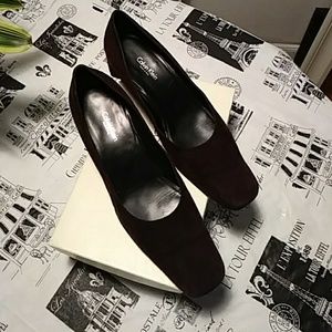 Saks Fifth Ave. Calvin Klein Cordovan suede pump.